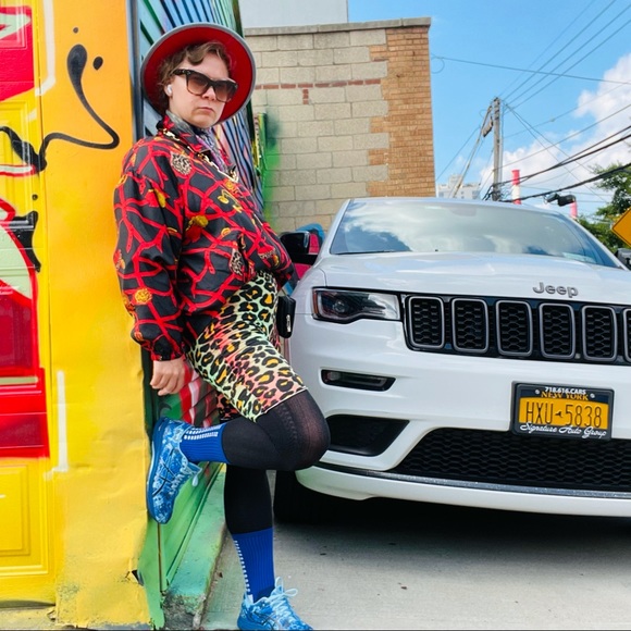 Vintage Accessories Gold Print Straps Tack Vintage Zip up Silk Jacket Black XL - Picture 7 of 14